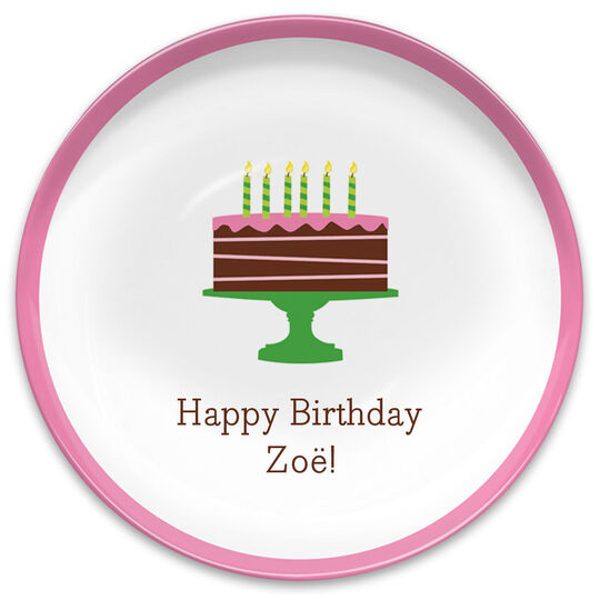 Pink Birthday Cake Melamine Plate